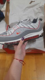 Nike AirMax 98 Particle Grey/ Track Red-Iron Grey - 8