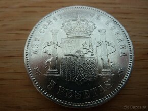 5 pesetas 1890 vo veľmi peknom stave - 8