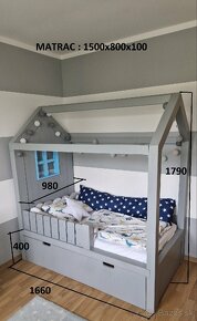 Detská postel , postel domcek ,drevenna postel - 8