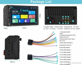 7-palcové Dvojité DIN autorádio s dotykovou obrazovkou/BT - 8