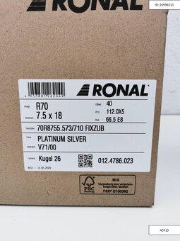 Nové Ronal 7,5X18 ET40 5X112 Škoda Alu disky R18 1247 - 8