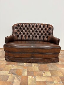 CHESTERFIELD ŠTÝL SEDAČKA,DVOJFAREBNÁ KOŽENÁ - 8