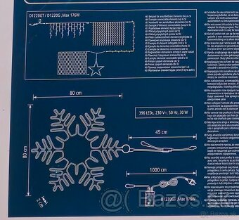 LED vločka, 80x80cm, 396 LED studená/teplá biela - 8