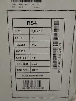 Alu disky R18 5x112 Et45 8J MAM RS4 BFP Seat Audi Vw Škoda - 8