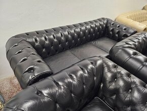 CHESTERFIELD ŠTÝL,SEDAČKA KOŽENÁ ČIERNA - 8