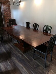Starožitný jedálenský stôl a stoličky - 8
