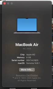 MacBook Air M2, SpaceGrey, 8 GB, 256 GB SSD - 8