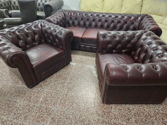 CHESTERFIELD ŠTÝL,TMAVOBORDOVÁ SEDAČKA,NEROZŤAHOVACIA - 8