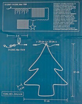 LED hliníkový stromček, 61x51cm, 72 LED studená/teplá biela - 8