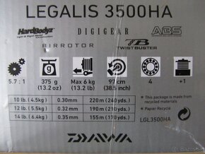 Naviják Daiwa Legalis 3500HA nový,kov + náhr.cívka orig.bal. - 8