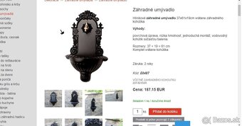 zahradne kovove umyvadlo 61cm - cierne -35% - 8