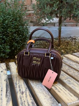 Kabelka Miu Miu Arcadie Matelassé Nappa Leather Bag Burgundy - 8