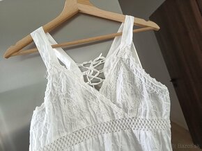 Biele letné bavlnené šaty S -M - 8