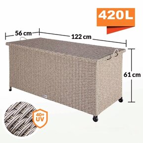 Záhradný úložný ratanový box 122x56x61cm s kolieskami 3 farb - 8