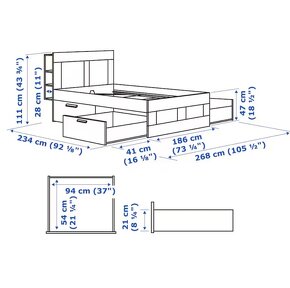 Manželská posteľ Ikea Brimnes + rošty Lonset - 8