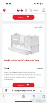 Rastúca detská postieľka s baldachýnom Romantic Baby - 8