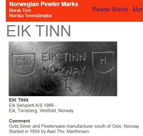 Nórske cínove tanieriky - Eik Tinn pewter Norway - 8