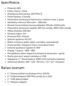 Digitálny osciloskop Fnirsi 1013D 2x100 Mhz - 8