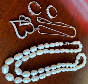 striebro prívesky granát náhrdelník náramok prstene perly - 8