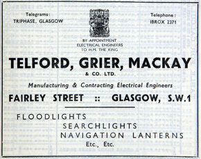 Predám lodný lampáš, Telford, Grier & Mackay Glasgow, 1917 - 8