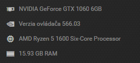 Herný PC - AMD Ryzen 5 1600 Six-Core / GeForce GTX 1060 6GB - 8