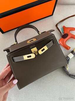 Hermes kelly mini hnedá - khaki - 8