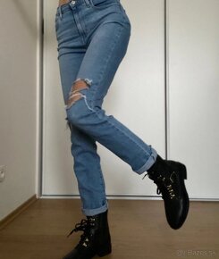 Levis High rise straight 27 32 Modré roztrhané rovné - 8