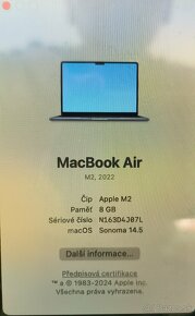 apple macbook  AIR 13,3 M2 256gb 2022 / Záručný list - 8