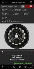 Nové plechové disky Opel 5x108 r16 - 8