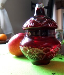 váza dóza Egermann popolník hutné sklo oroplastika - 8