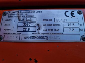 Minibager Kubota U35 3,7t AKO NOVÝ 2016  Kupované v Nórsku - 8