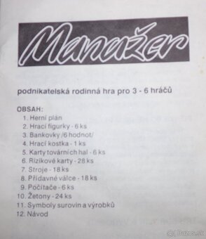 Retro rodinná hra MANAŽÉR kompletný top stav. - 8