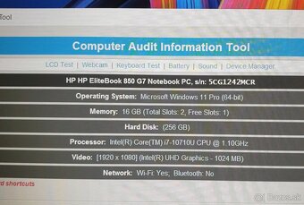 HP EliteBook 850 G7 i7-10Gen, 16GB,256SSD max zachovalý - 8
