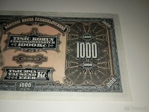 VZÁCNÁ BANKOVKA 1000 KČS, 1932, NÍZKÁ SÉRIE A, NEPERFOROVANÁ - 8