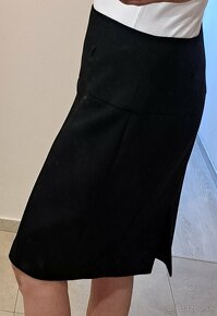 Čierna sukňa pod kolená so širokým pásom - 8