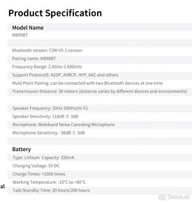 Predám Bluetooth slúchadlá Mairdy BT890 - 8