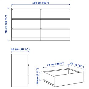 Komoda MALM ikea biela, 2 kusy, aj samostatne - 8