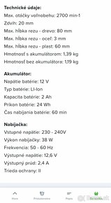 chvostova píla GÜDE UASA 12-201-24 + AKU 12V/2,0AH - 8