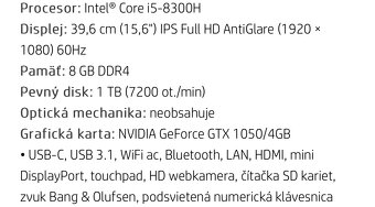 Herný notebook Hp omen 15 - 8