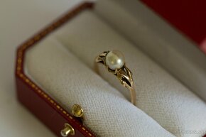 Elegantný 9ct zlatý prsteň s perlou - 8