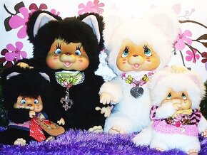 Retro vzácná Nyamy monchhichi MAXI mončičák 35 cm. Rok 1979 - 8