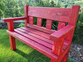 záhradná lavica - I -  2 miestna - vintage červená - 8