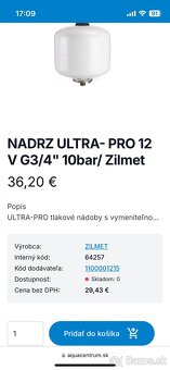 Expanzná nádoba ZILMET ULTRA PRO G3/4” 12l + guľový kohút - 8