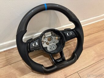 VOLANT RLINE GTD GTI KOZENY / KARBON / BIELE ŠITIE modrý LEM - 8