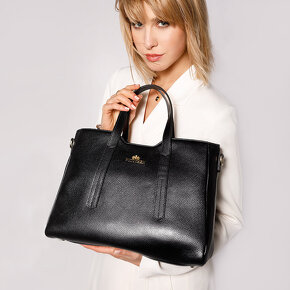 čierna minimalistická kožená kabelka wittchen - nová - 9