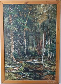 Veľký obraz ručná olejomaľba na plátne  - Lesné zátišie - 9