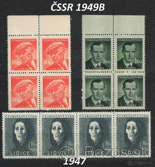 Poštové známky, filatelia: ČSSR 1945-58, čisté štvorbloky - 9