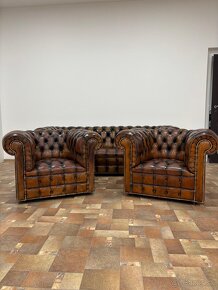 Chesterfield štýl,kožená,farba western 3+1+1 - 9