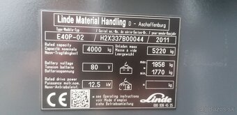 LINDE E40P-02 triplex, boční posuv AKU - 9