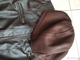 Hnedá koženková bunda s dvojitým efektom - 9